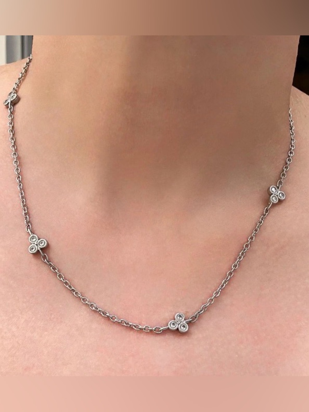 Judith Ripka Sterling Silver Diamonique Necklace 18”